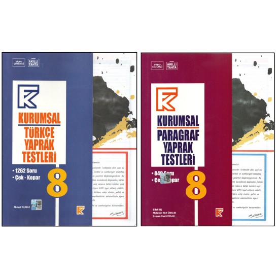 KURMAY 8. SINIF KURUMSAL TÜRKÇE YAPRAK TEST+KURUMSAL PARAGRAF YAPRAK TEST (2 KİTAP)
