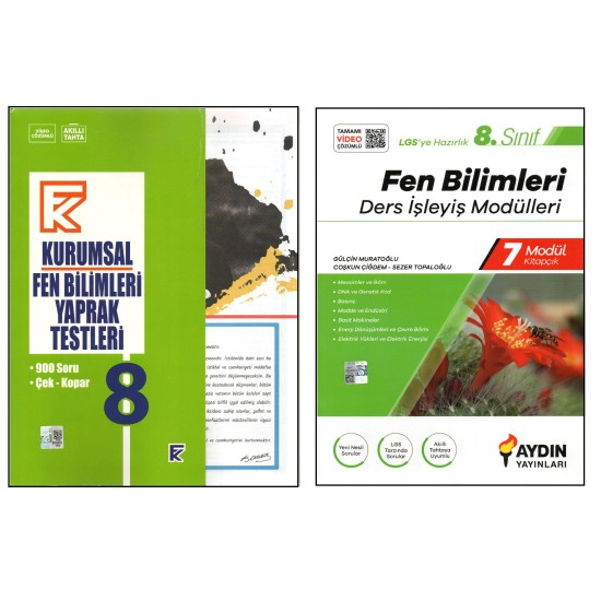 KURMAY 8. SINIF KURUMSAL YAPRAK TEST+AYDIN DERS İŞLEYİŞ MODÜLLERİ FEN BİLİMLERİ (2 KİTAP)