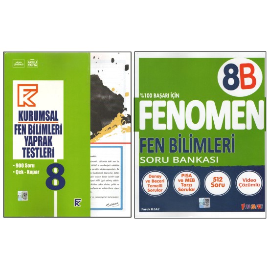 KURMAY 8.SINIF KURUMSAL YAPRAK TEST+FENOMEN 8B FEN BİLİMLERİ (2 KİTAP)