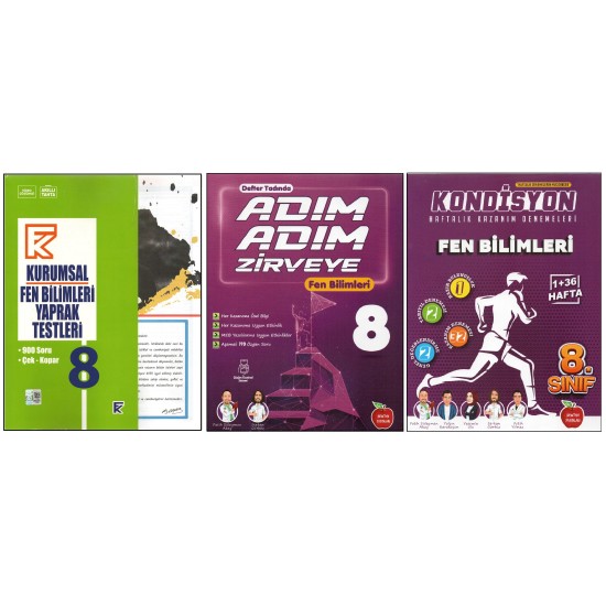 KURMAY 8. SINIF KURUMSAL YAPRAK TEST+NEWTON ADIM ADIM ZİRVEYE+KONDİSYON FEN BİLİMLERİ (3 KİTAP)