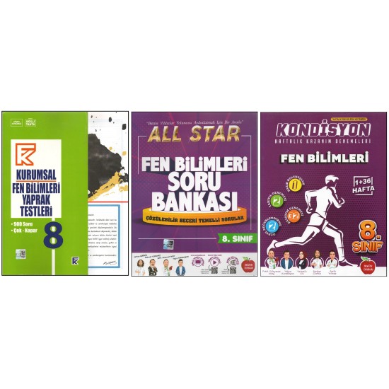 KURMAY 8. SINIF KURUMSAL YAPRAK TEST+NEWTON ALL STAR+NEWTON KONDİSYON FEN BİLİMLER (3 KİTAP)