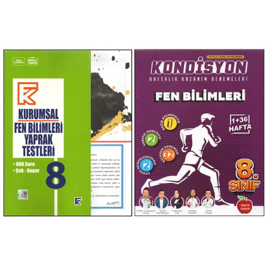 KURMAY 8.SINIF KURUMSAL YAPRAK TEST+NEWTON KONDİSYON FEN BİLİMLERİ (2 KİTAP)