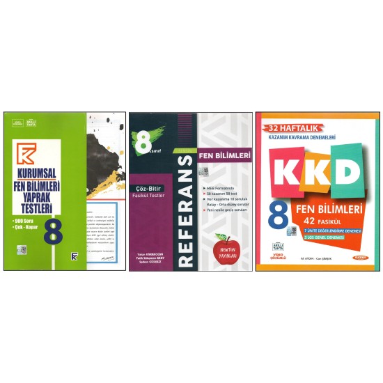 KURMAY 8. SINIF KURUMSAL YAPRAK TEST+NEWTON REFERANS+KURMAY KKD FEN BİLİMLERİ (3 KİTAP)