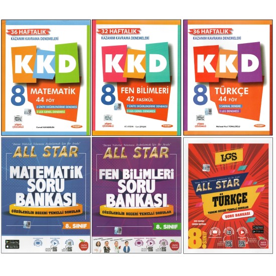KURMAY 8. SINIF KKD MATEMATİK+FEN B.+TÜRKÇE+NEWTON ALL STAR MATEMATİK+FEN B.+TÜRKÇE (6 KİTAP)