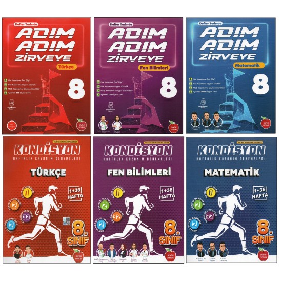 NEWTON 8. SINIF ADIM ADIM ZİRVEYE TÜRKÇE+FEN +MATEMATİK+KONDİSYON TÜRKÇE+FEN B.+MATEMATİK (6 KİTAP)
