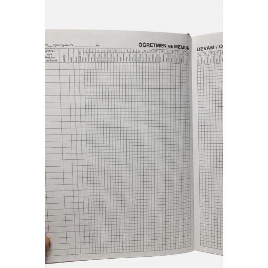Öğretmen ve Memur Devam / Devamsızlık Defteri (31 Kişilik)