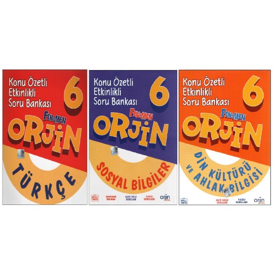 Orjin 6.Sınıf Türkçe +Sosyal Bilgiler+Din Kültürü ve Ahlak Bilgisi Soru Bankası
