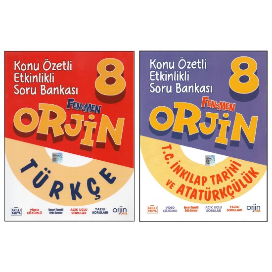 ORJİN 8. SINIF TÜRKÇE+İNKILAP KONU ÖZETLİ SORU BANKASI (2 KİTAP)