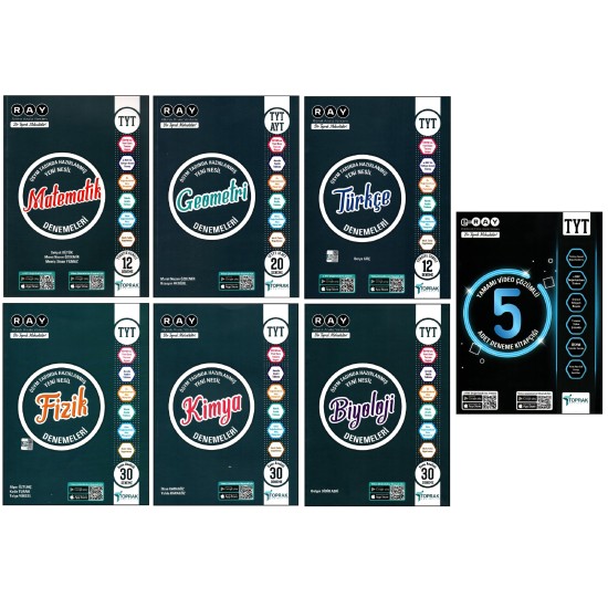 Toprak TYT Matematik+Fizik+Kimya+Biyoloji+Türkçe+TYT-AYT Geometri+Genel Deneme 5'li 7 Kitap