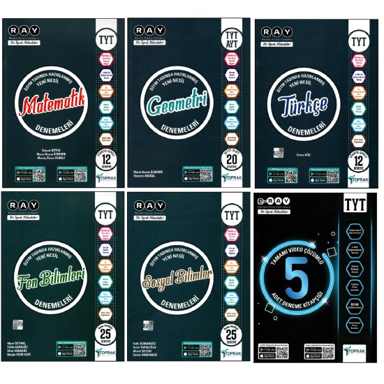 Toprak TYT Matematik+TYT-AYT Geometri+Türkçe+Fen Bilimleri+Sosyal Bilimler+Genel Deneme 5'li 6 Kitap Toprak TYT Matematik+TYT-AYT Geometri+Türkçe+Fen Bilimleri+Sosyal Bilimler+Genel Deneme 5'li 6 Kitap
