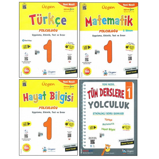 Üçgen 1. Sınıf 2. Dönem Matematik+Türkçe+Hayat Bilgisi+Tüm Derslere Yolculuk Soru Bankası 4 Kitap Üçgen 1. Sınıf 2. Dönem Matematik+Türkçe+Hayat Bilgisi+Tüm Derslere Yolculuk Soru Bankası 4 Kitap